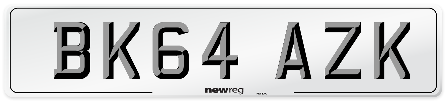 BK64 AZK Number Plate from New Reg